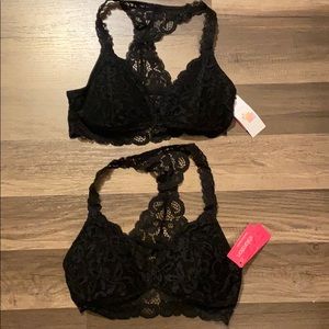 (2) Xhilaration Push up Racerback Lace Bralette BK